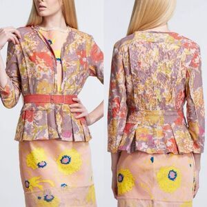 Gregory Parkinson Anthropologie Textured Floral Cardigan‎ Size 8